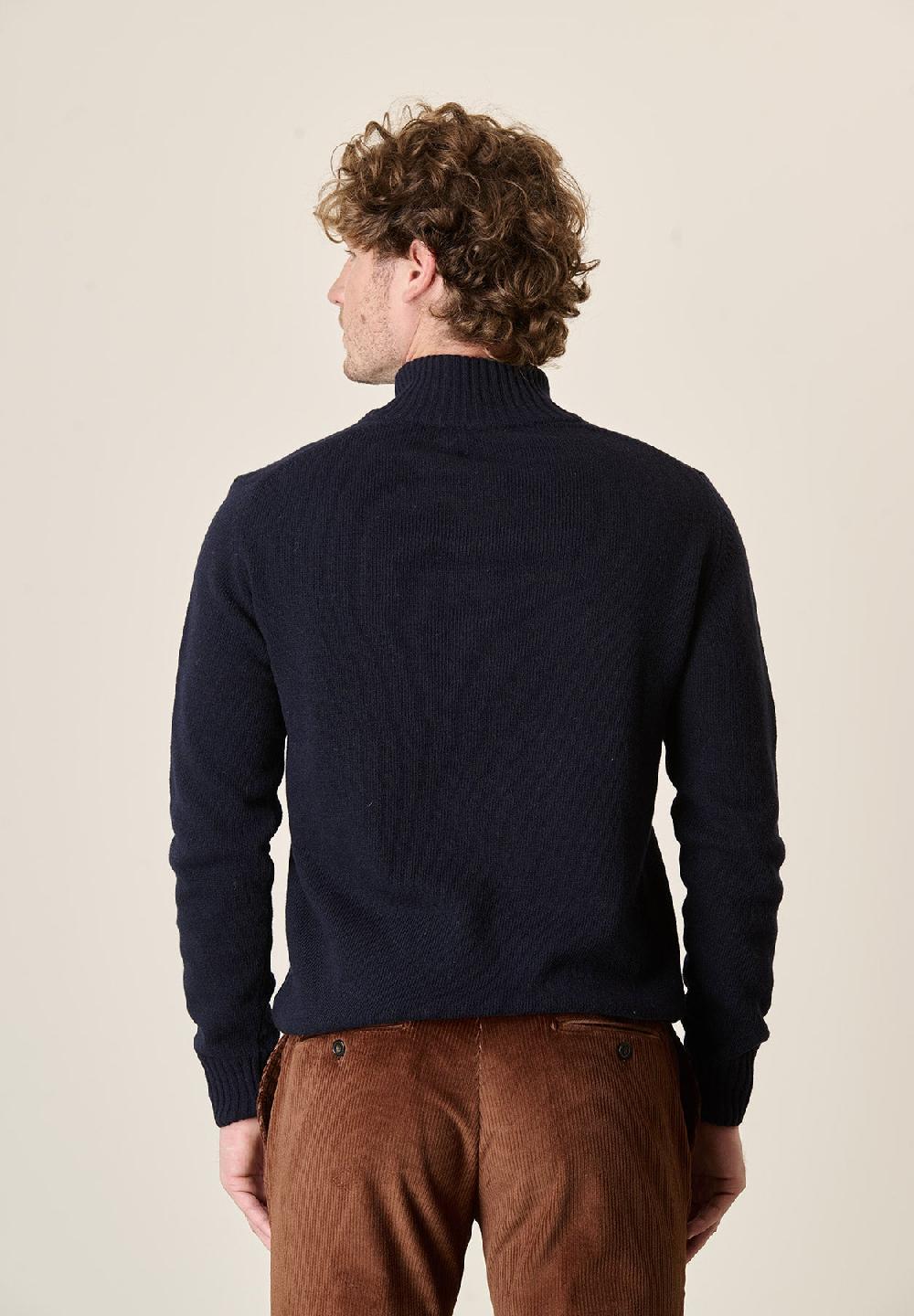 Angelico Lupetto zip blu navy misto lana Spedizione Gratuita