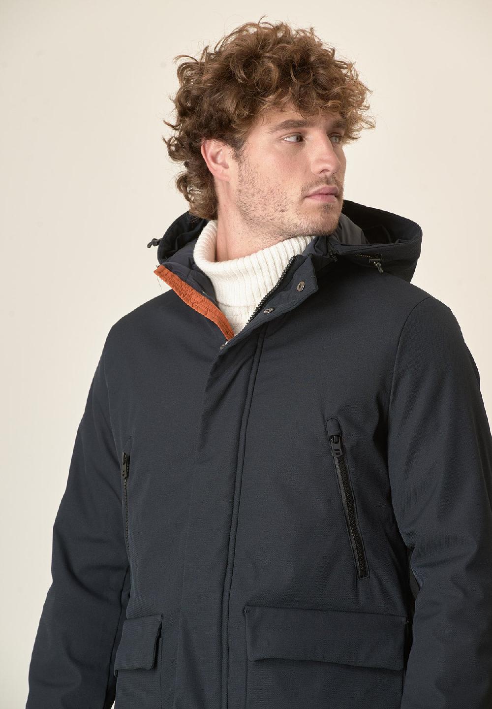 Angelico Parka blu navy pelliccia staccabile Negozi Online