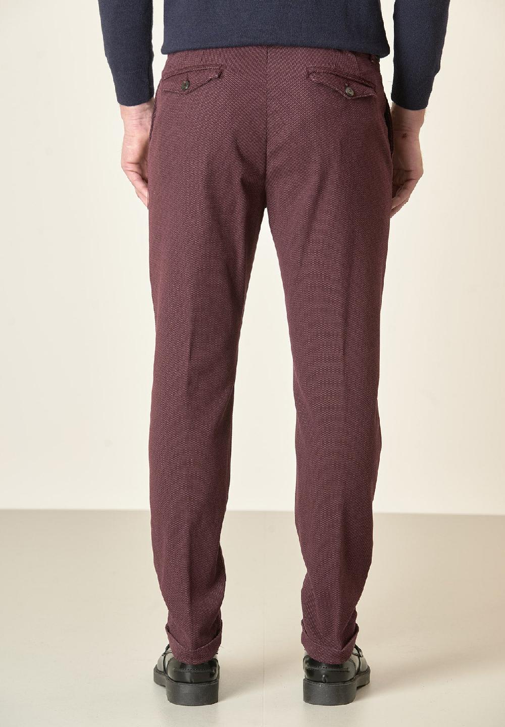 Angelico Pantalone vinaccia microdisegno doppia pinces slim fit Promozione Limitata