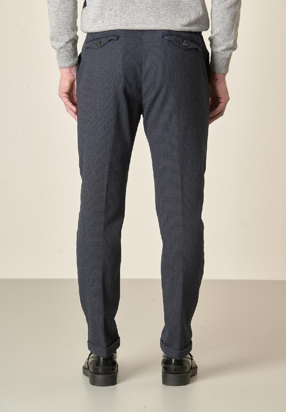 Angelico Pantalone blu microdisegno doppia pinces slim fit Fino Al -60%
