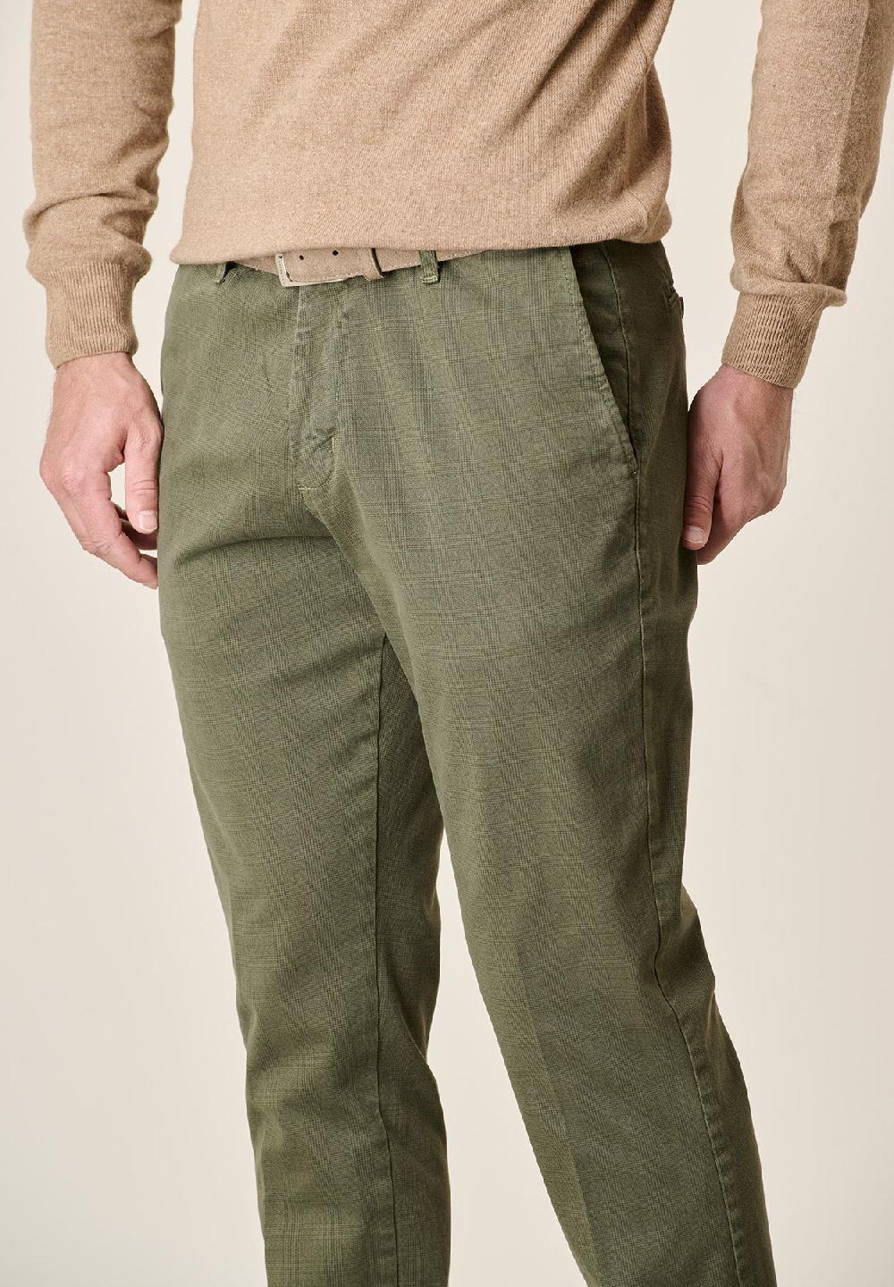Angelico Pantalone verde militare Galles cotone stretch regular fit Shopping Online