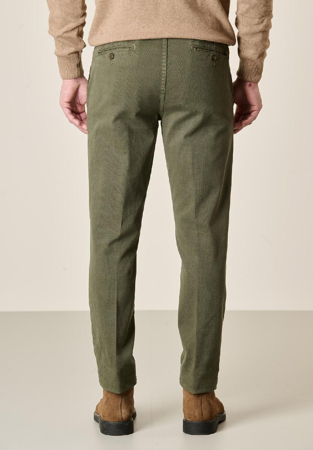 Angelico Pantalone verde militare Galles cotone stretch regular fit Shopping Online
