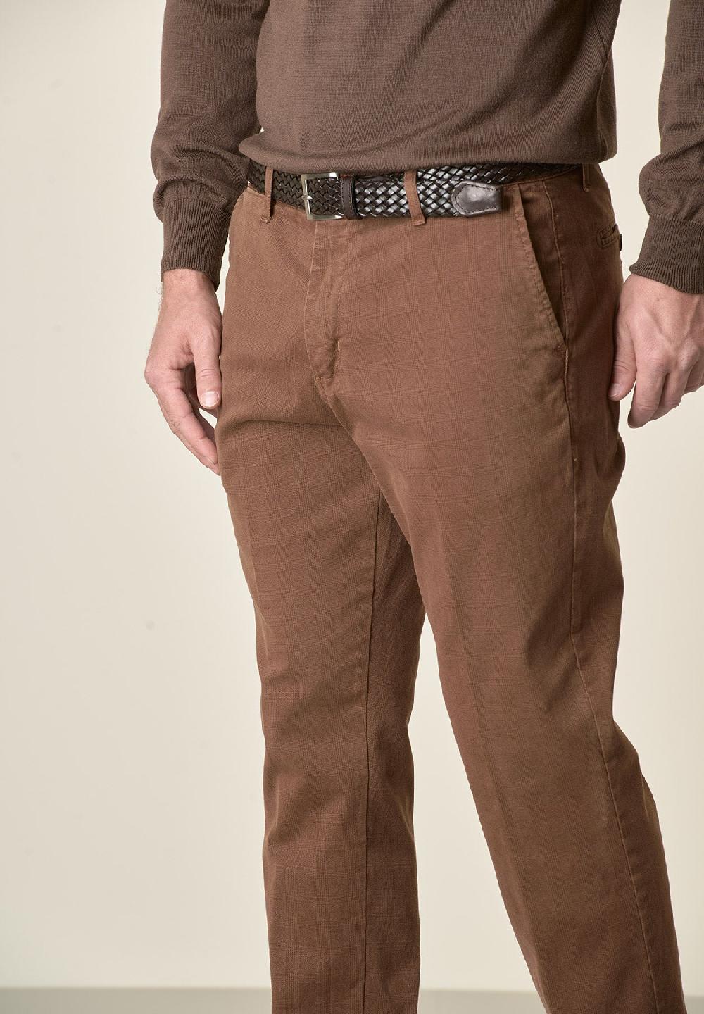 Angelico Pantalone marrone Galles cotone stretch regular fit Affare Del Giorno
