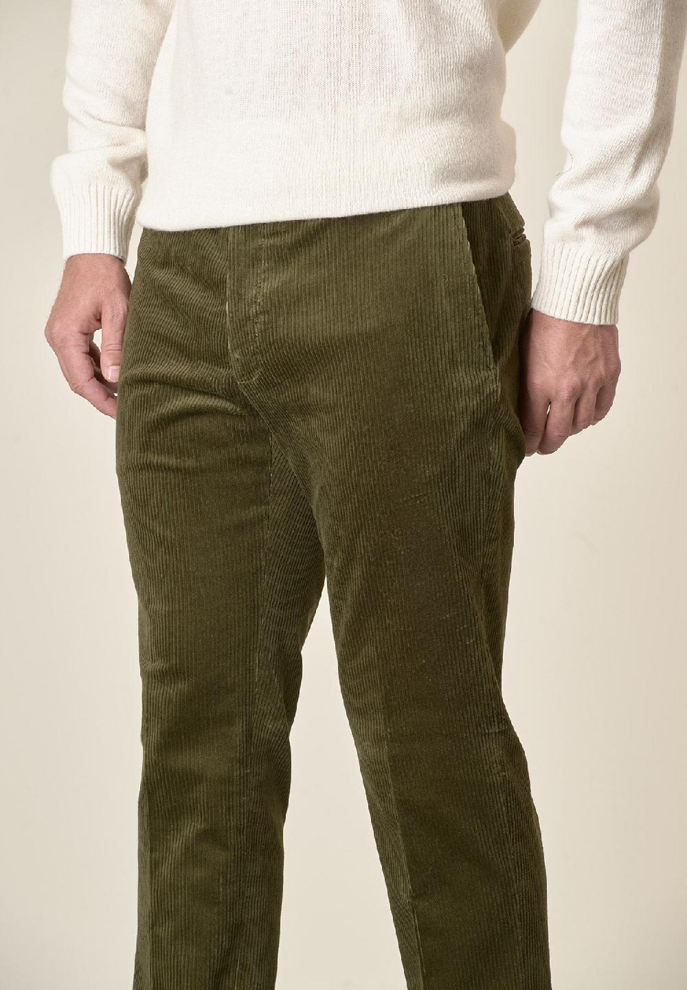 Angelico Pantalone verde velluto coste larghe custom fit Sottocosto