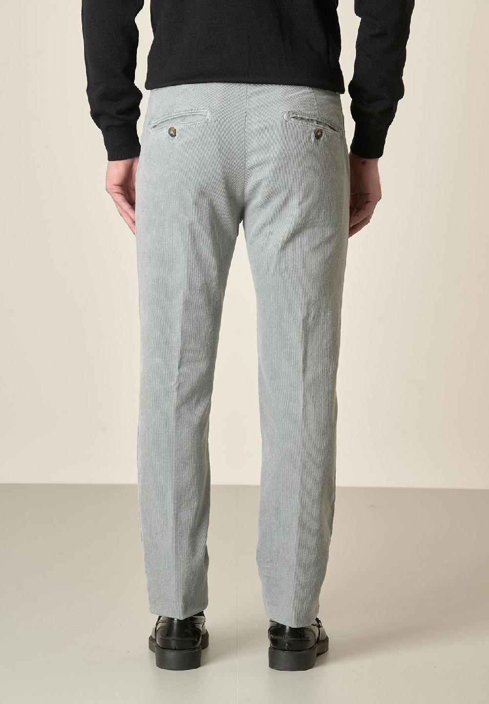 Angelico Pantalone grigio perla velluto cotone stretch slim fit Presa