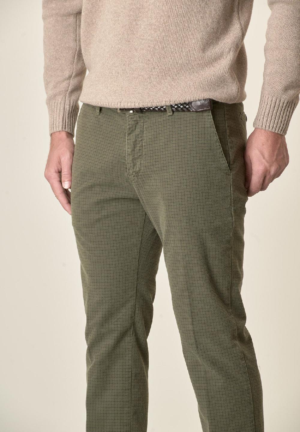 Angelico Pantalone verde fustagno Pied de Poule slim fit Sconto