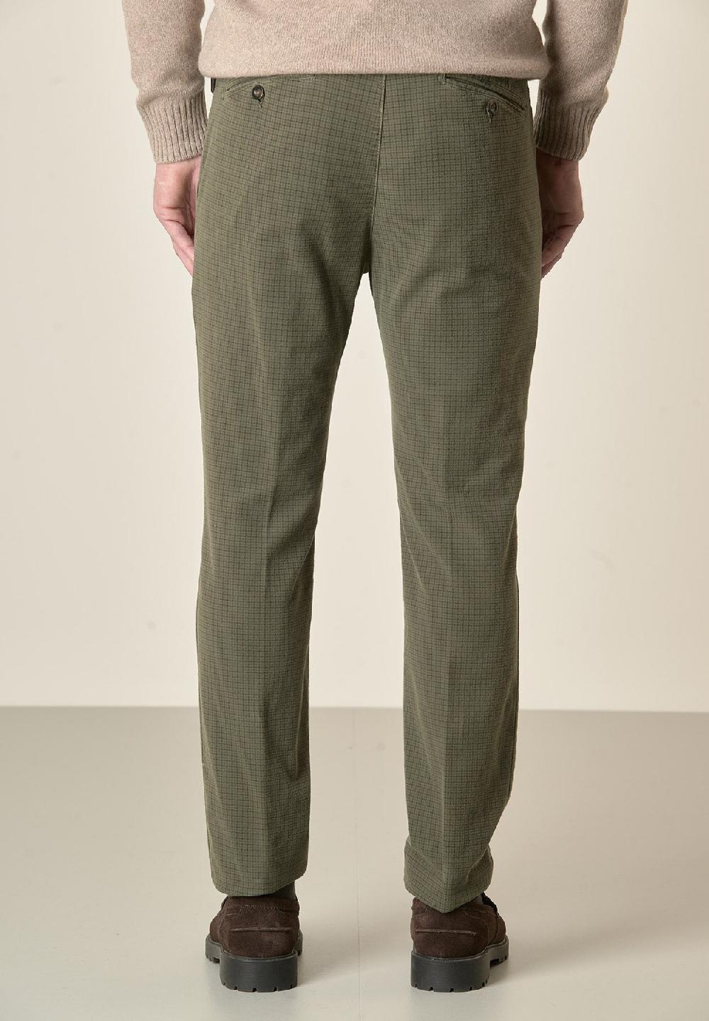 Angelico Pantalone verde fustagno Pied de Poule slim fit Sconto