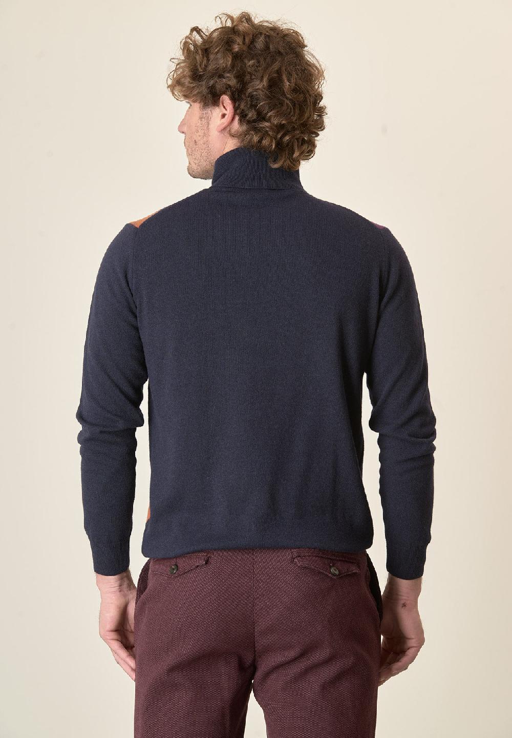Angelico Dolcevita blu motivo rombi misto cashmere Hotsell