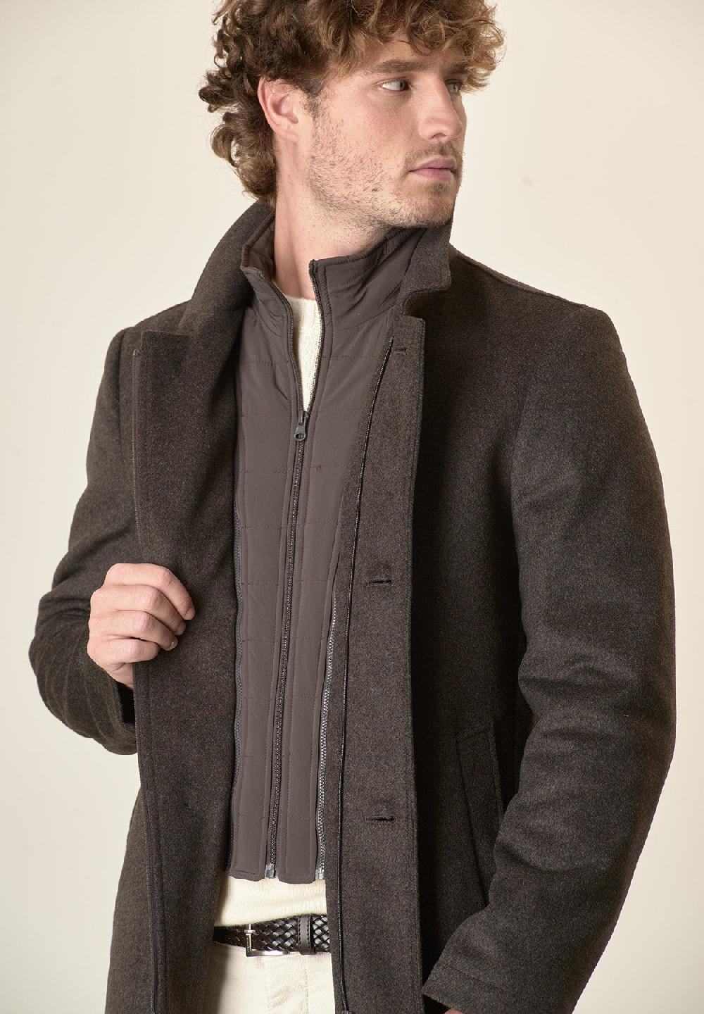 Angelico Cappotto moro collo coreano pettorina staccabile Vendita Calda