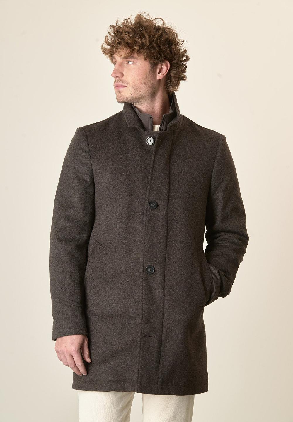 Angelico Cappotto moro collo coreano pettorina staccabile Vendita Calda