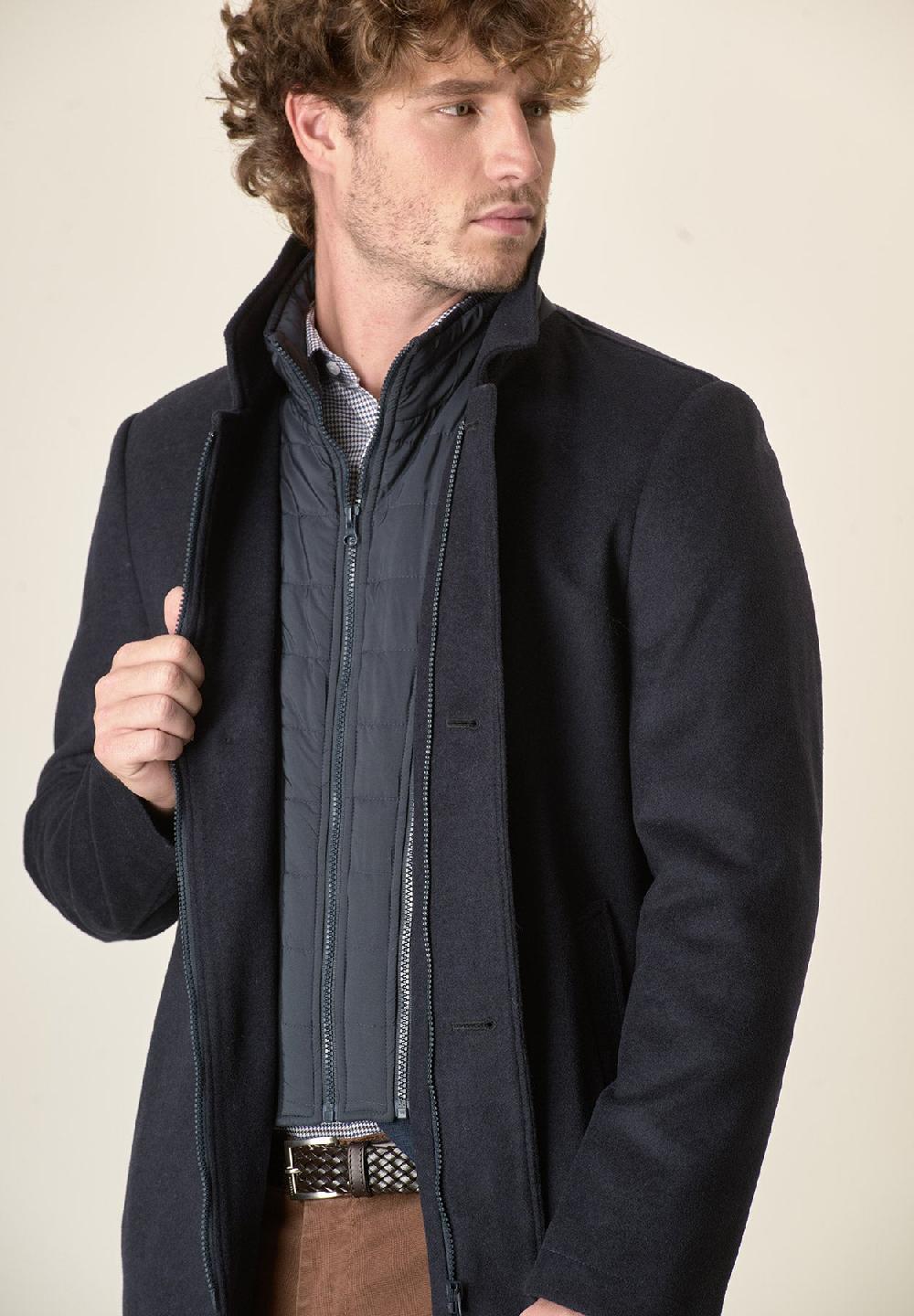 Angelico Cappotto blu collo coreano pettorina staccabile Saldi Di Fabbrica