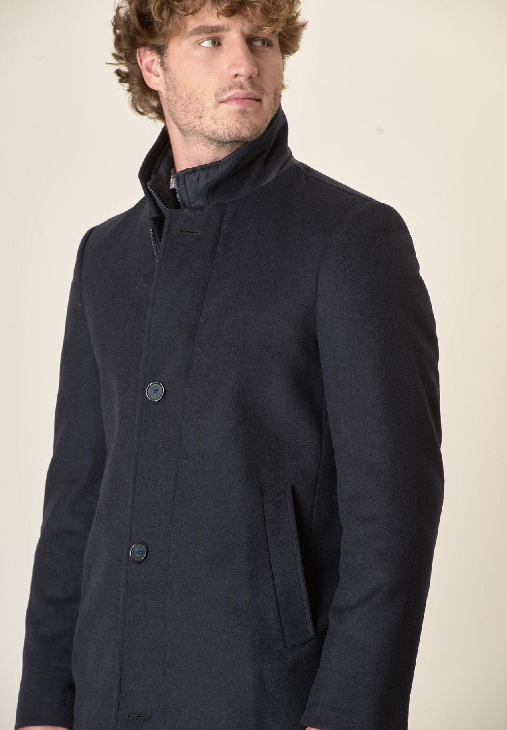Angelico Cappotto blu collo coreano pettorina staccabile Saldi Di Fabbrica