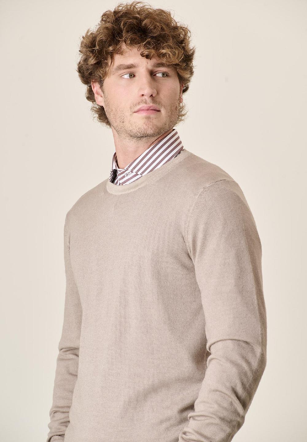 Angelico Girocollo beige lana acidata Negozio
