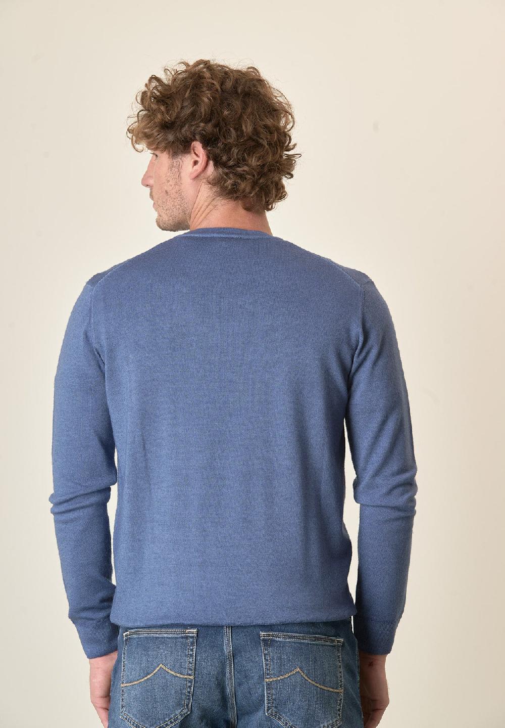 Angelico Girocollo denim lana acidata Nuova