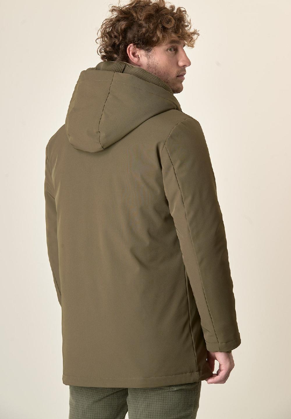 Angelico Giaccone verde militare cappuccio e pettorina staccabili In Linea
