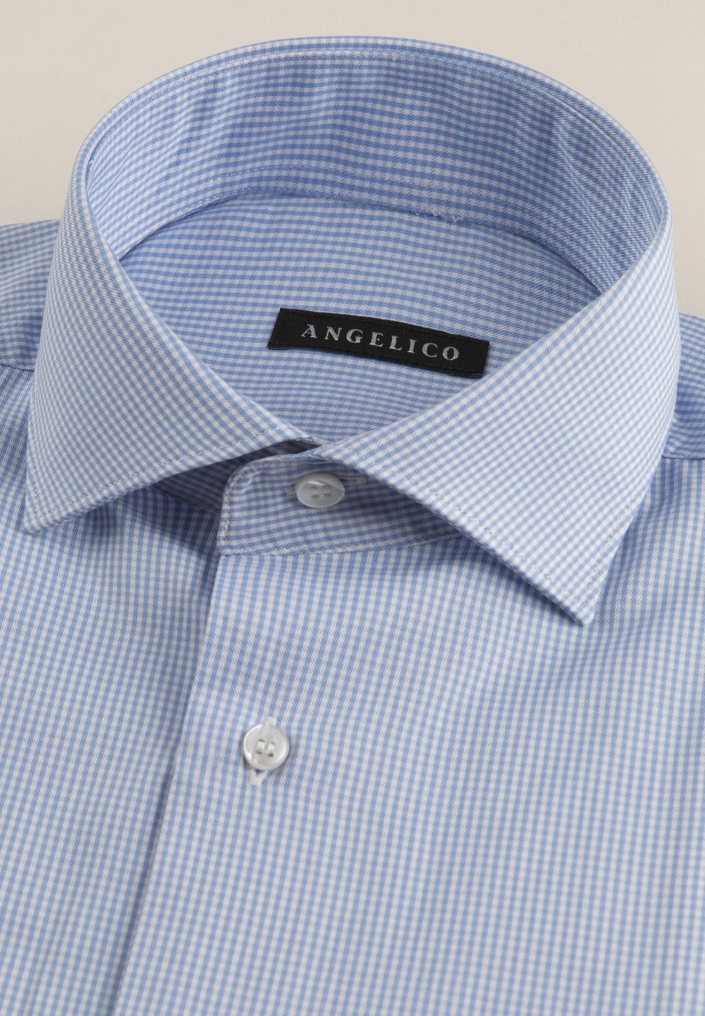 Angelico Camicia azzurra bianca vichy cotone comfort fit Vendita