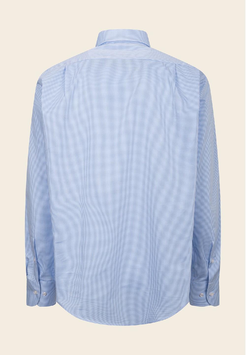 Angelico Camicia azzurra bianca vichy cotone comfort fit Vendita
