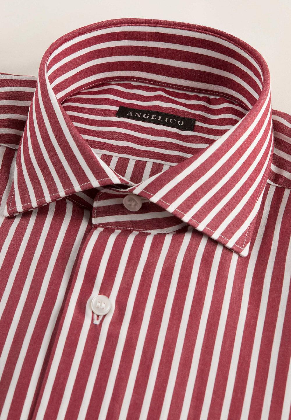 Angelico Camicia rosso bacchettina cotone slim fit Promozione