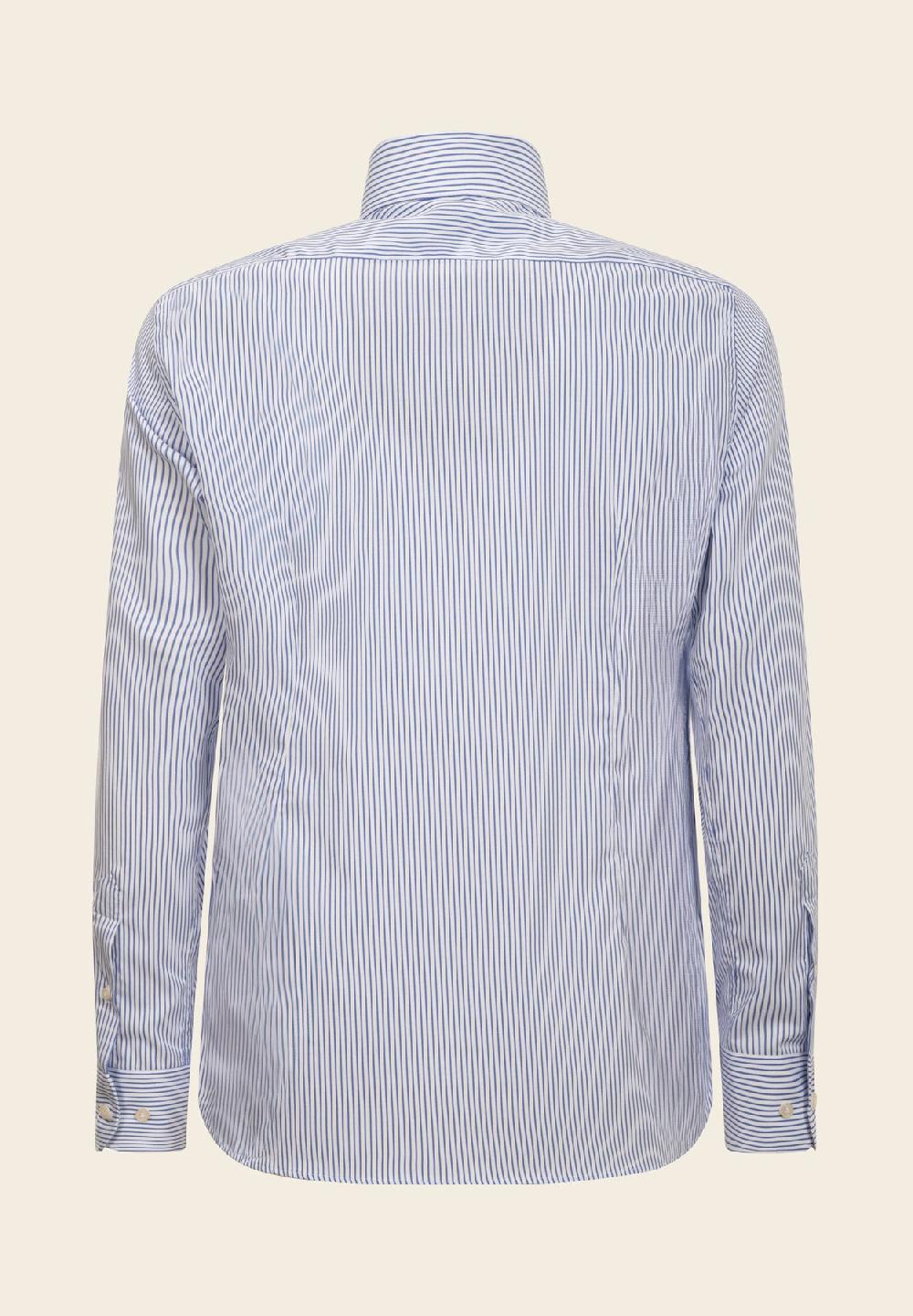 Angelico Camicia bianca blu rigata cotone no-stiro custom fit Spedizione Gratuita