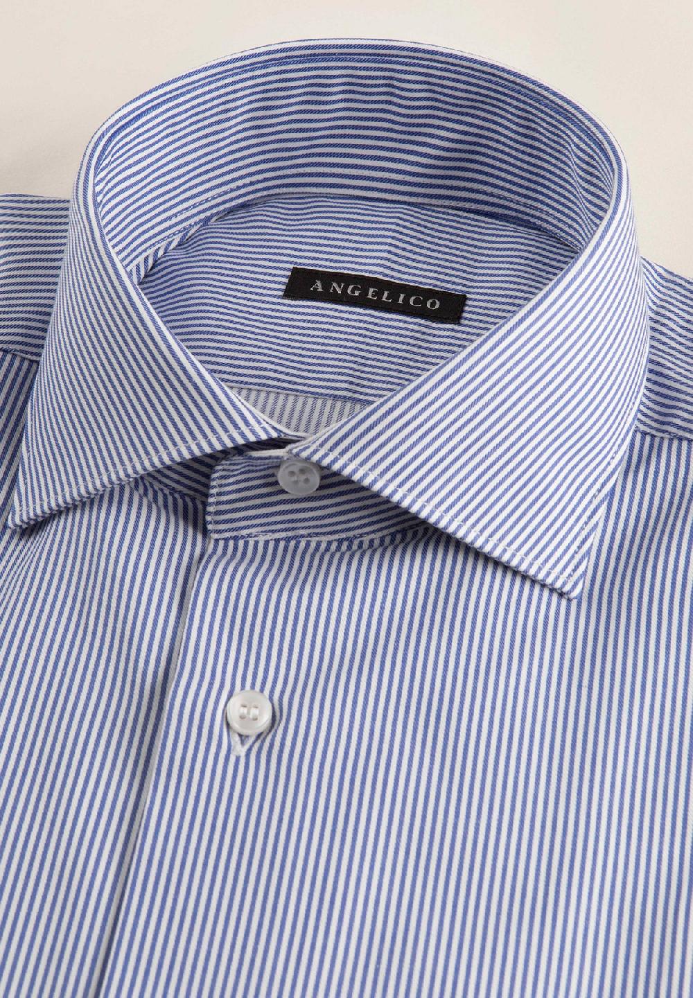 Angelico Camicia blu bianca bacchettina cotone comfort fit Offerte giornaliere