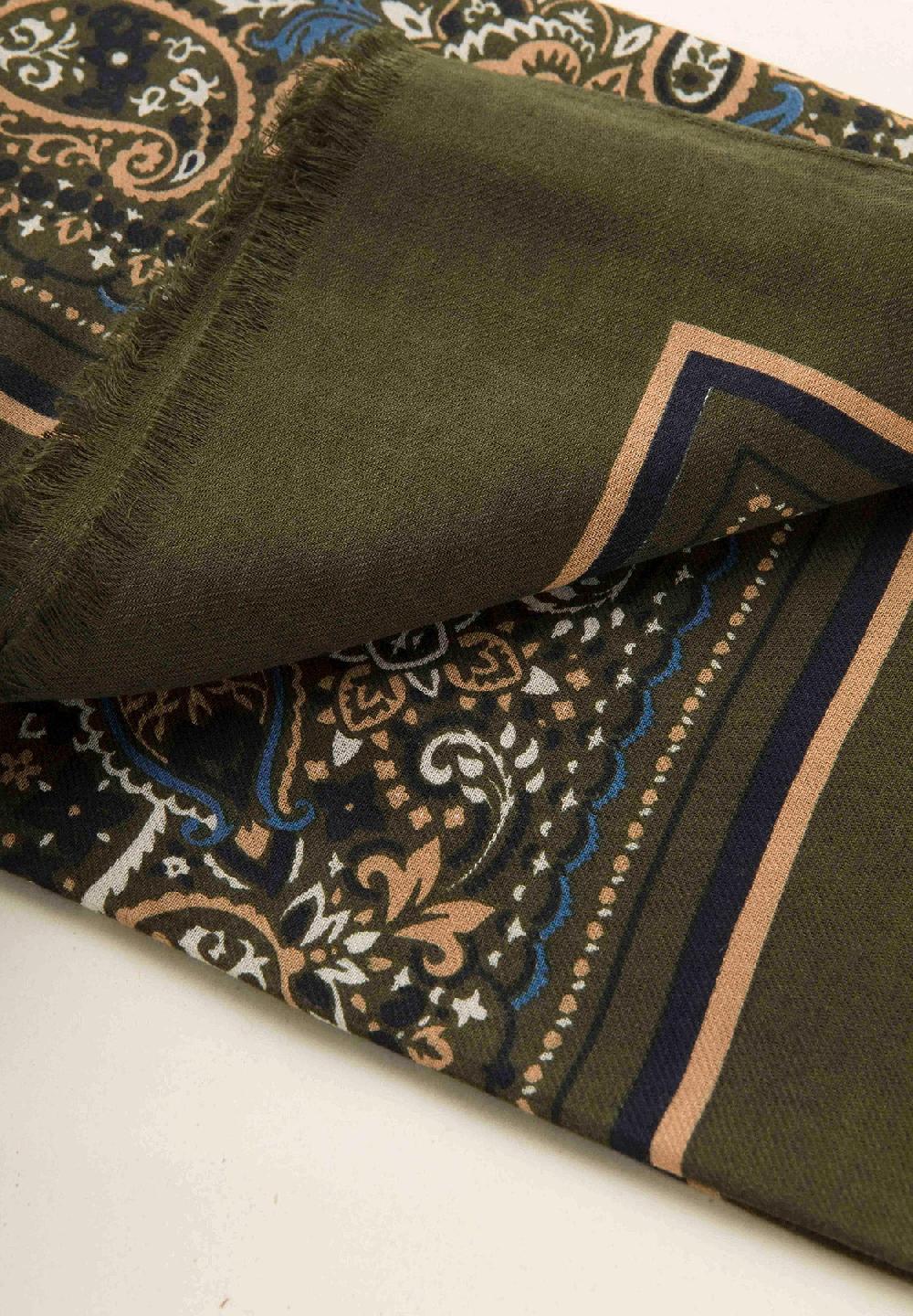 Angelico Sciarpa verde militare fantasia cotone lana Negozi Online