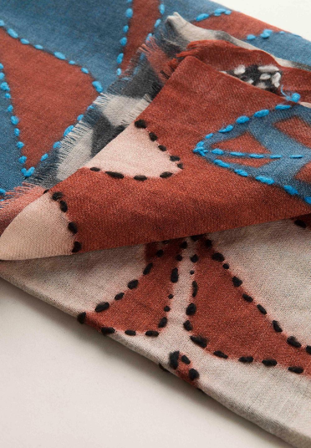 Angelico Sciarpa bordeaux fantasia foglie lana Fino Al -60%