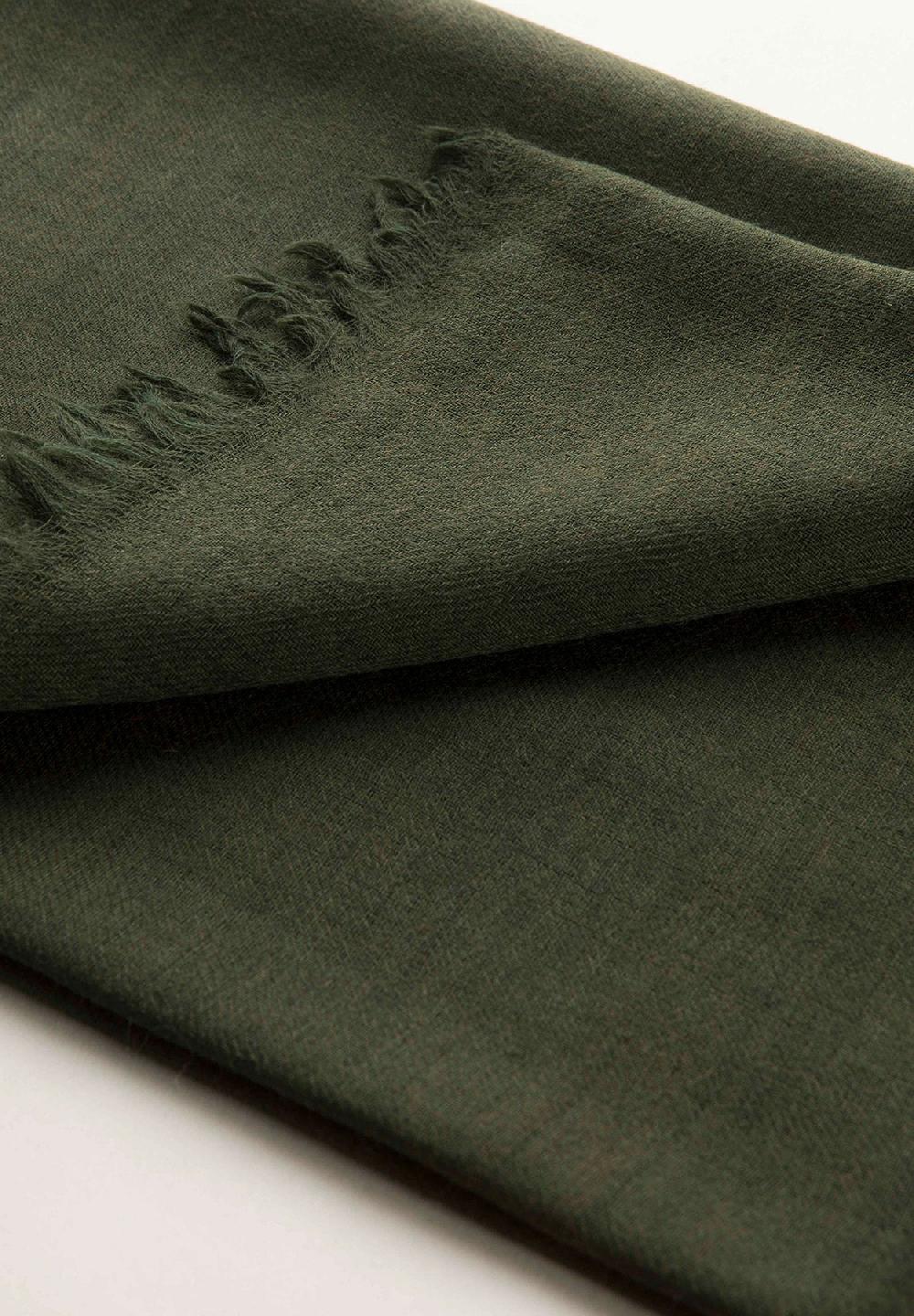 Angelico Sciarpa verde militare lana merinos frange Prezzo Ridotto