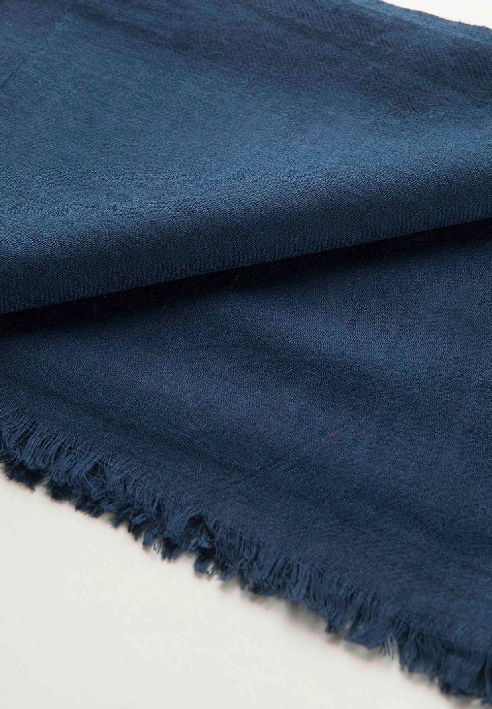 Angelico Sciarpa blu lana merinos frange Convenienza