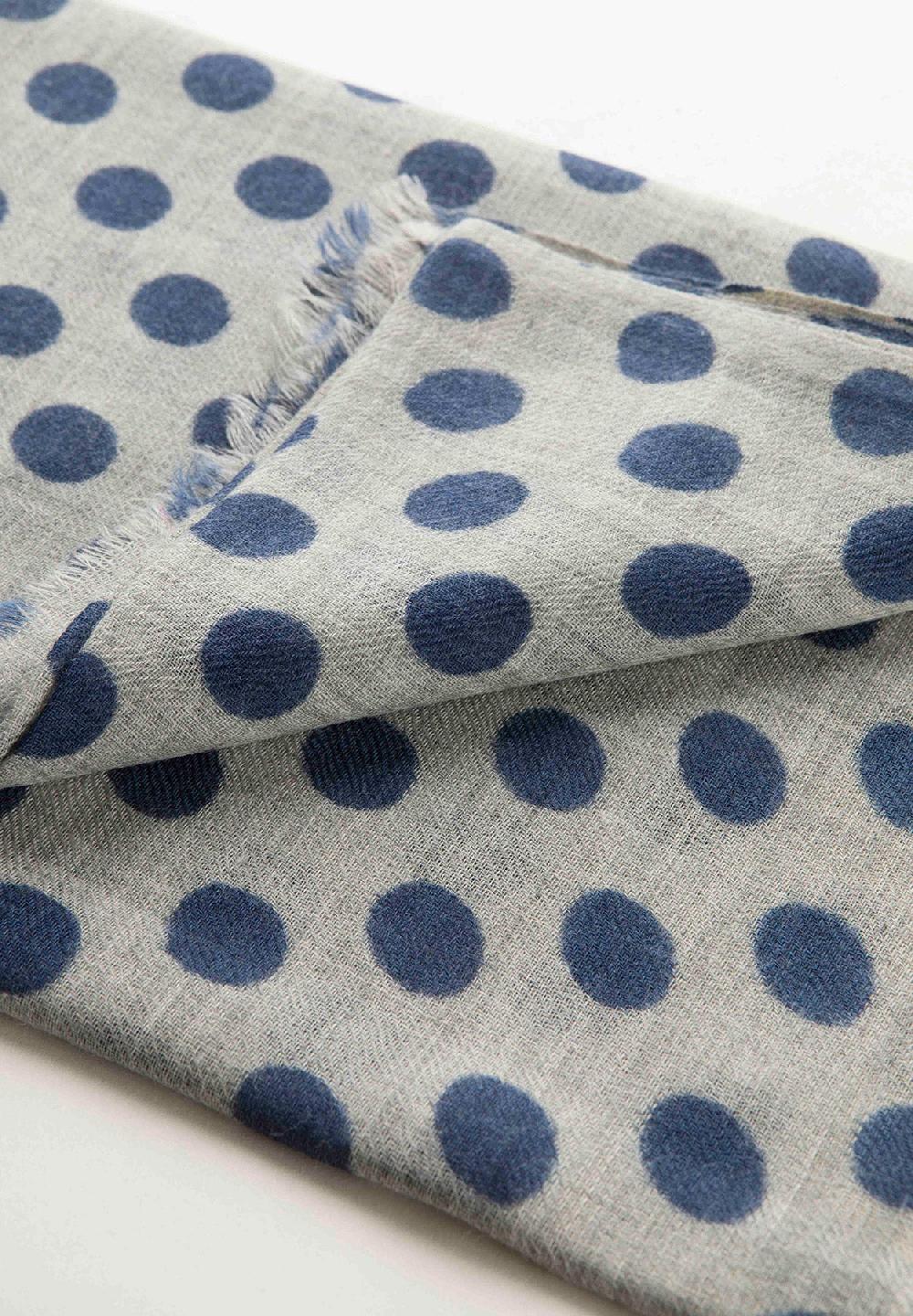 Angelico Sciarpa grigia pois blu misto lana frange Sconto