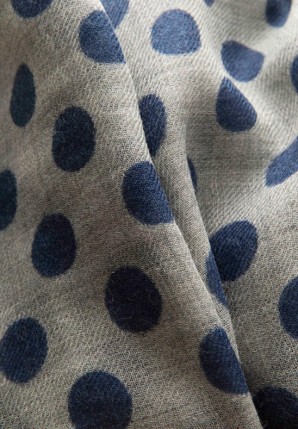 Angelico Sciarpa grigia pois blu misto lana frange Sconto