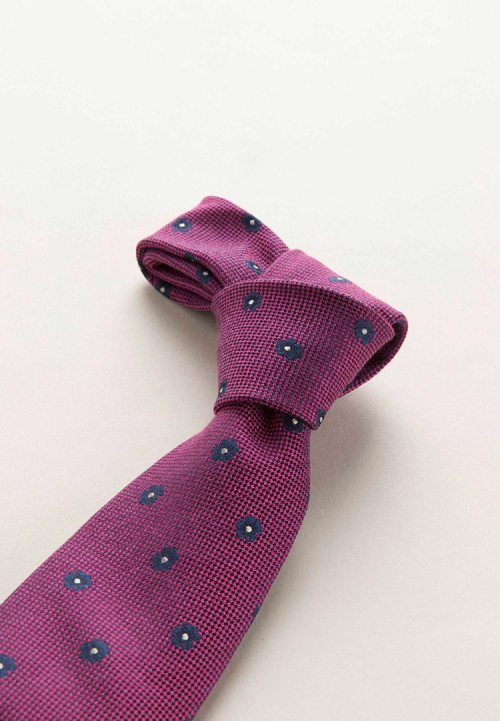 Angelico Cravatta fucsia fiori seta cotone Saldi Di Fabbrica
