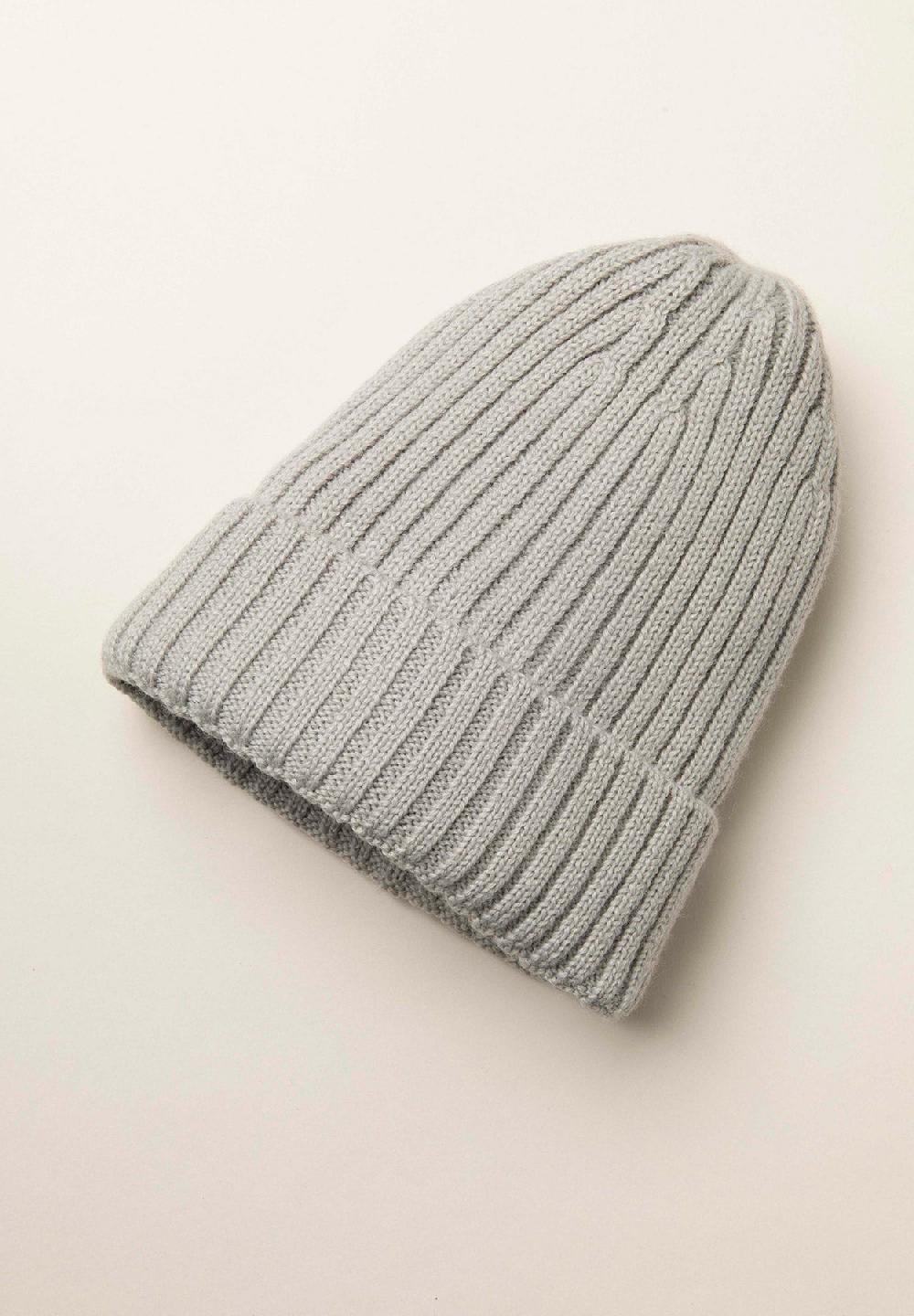 Angelico Berretto grigio chiaro coste misto lana Moda