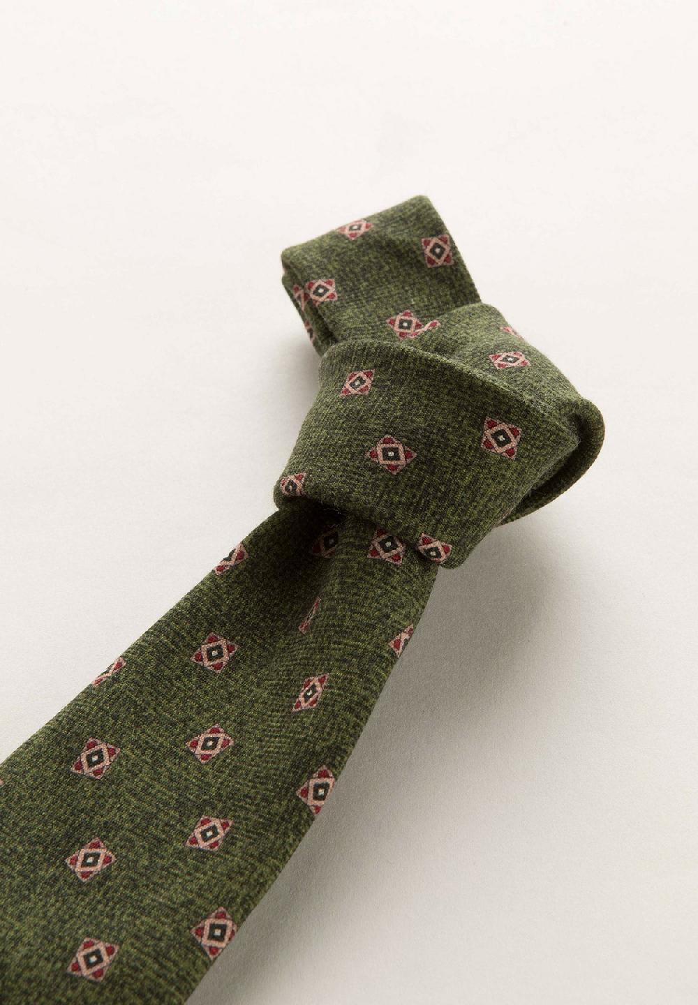 Angelico Cravatta verde rombi lana Italy