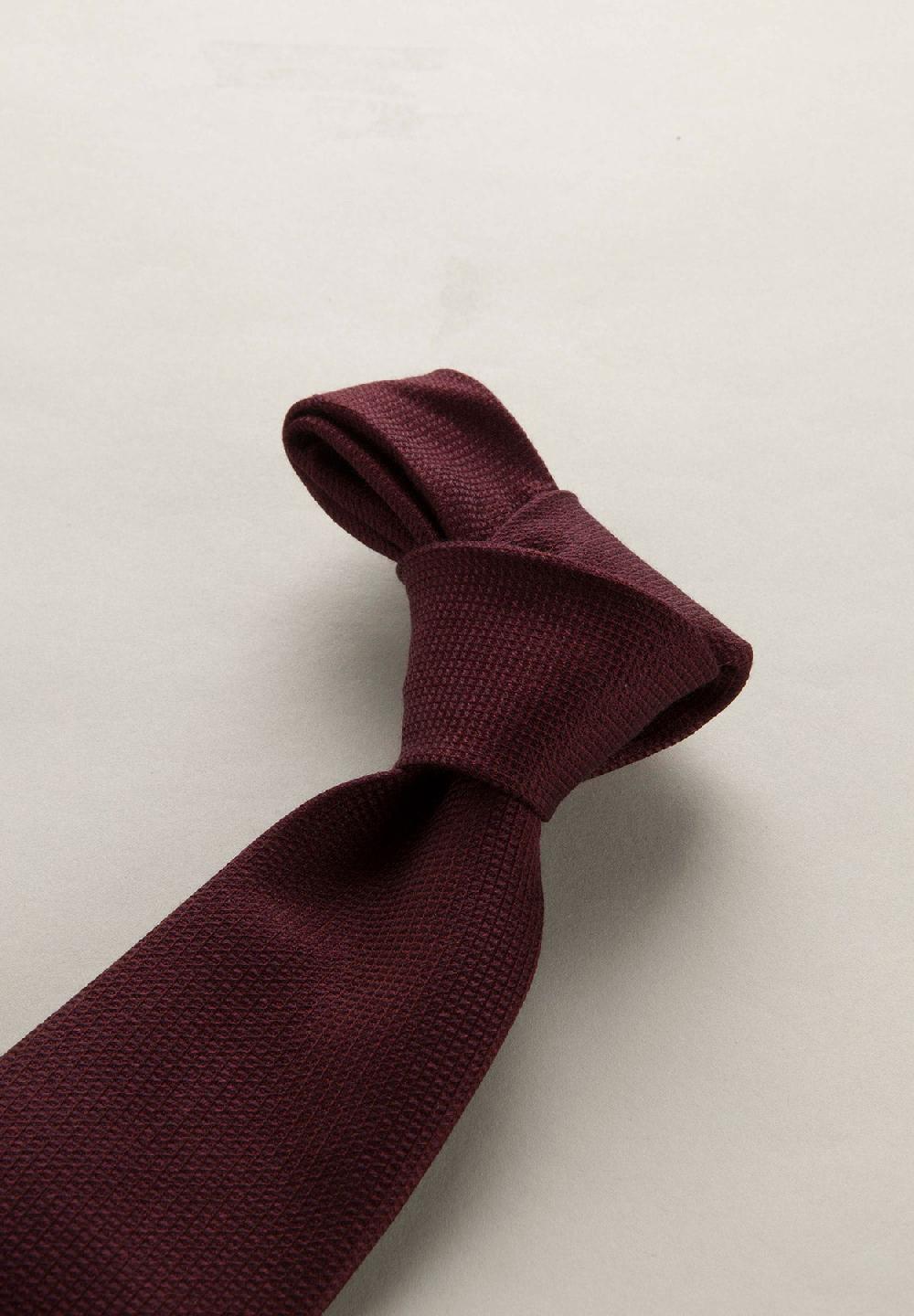Angelico Cravatta bordeaux microarmatura seta cotone Nuovo