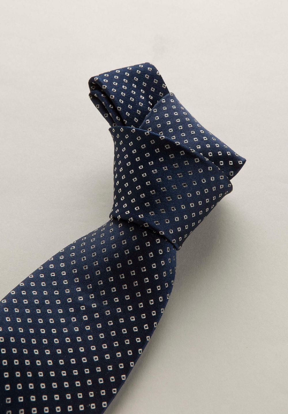 Angelico Cravatta blu navy microdisegno seta Prezzo Ridotto