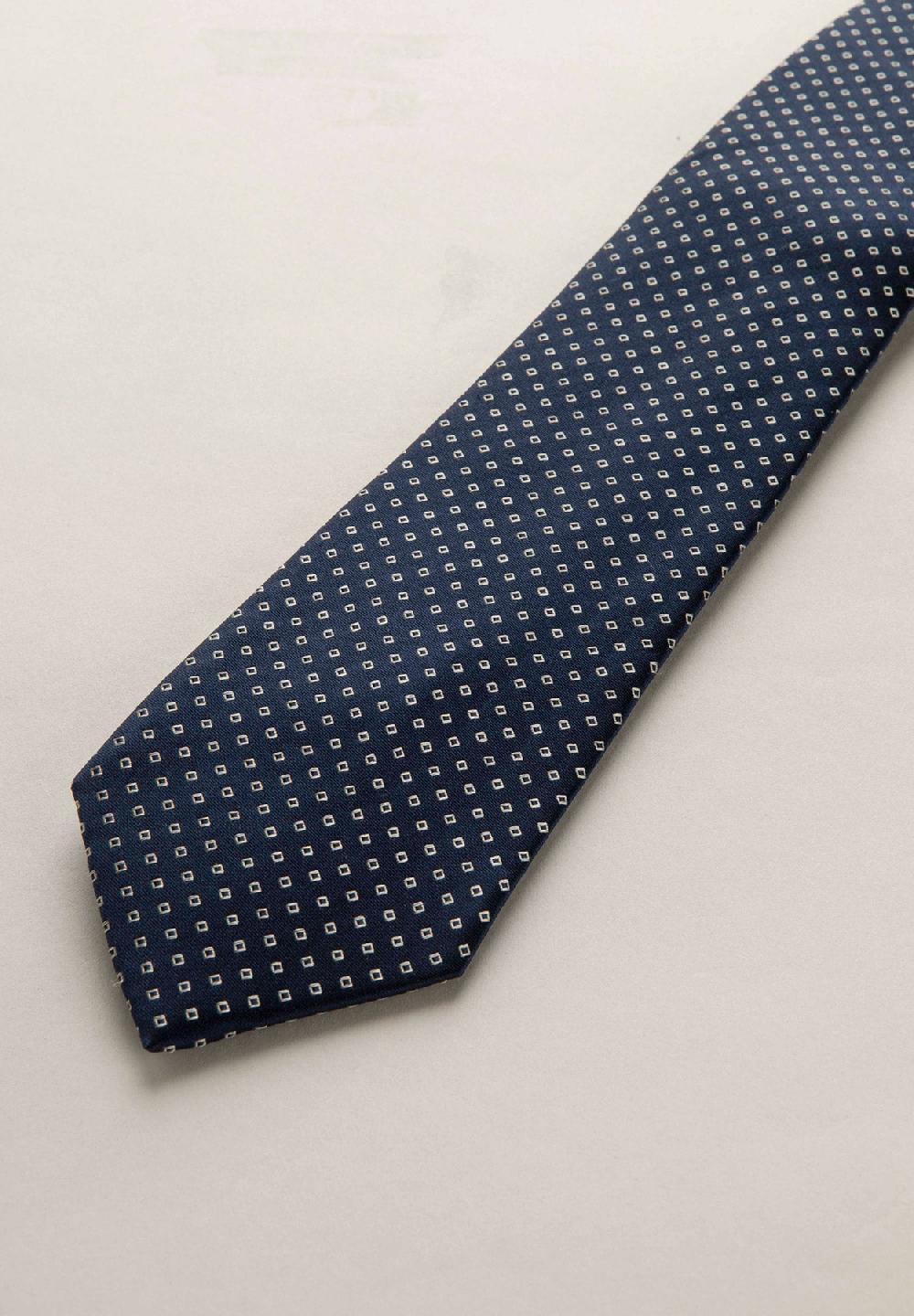 Angelico Cravatta blu navy microdisegno seta Prezzo Ridotto