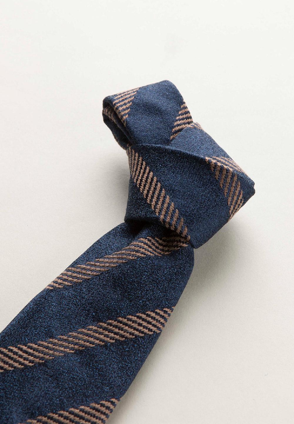 Angelico Cravatta blu moro regimental effetto lana Vendita Calda