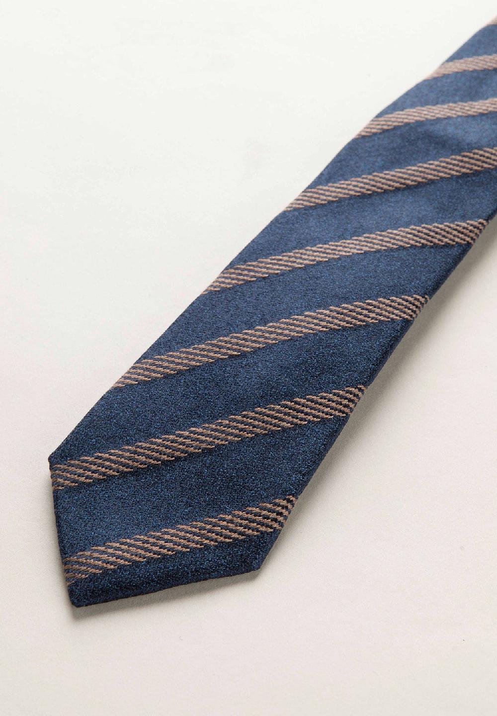 Angelico Cravatta blu moro regimental effetto lana Vendita Calda