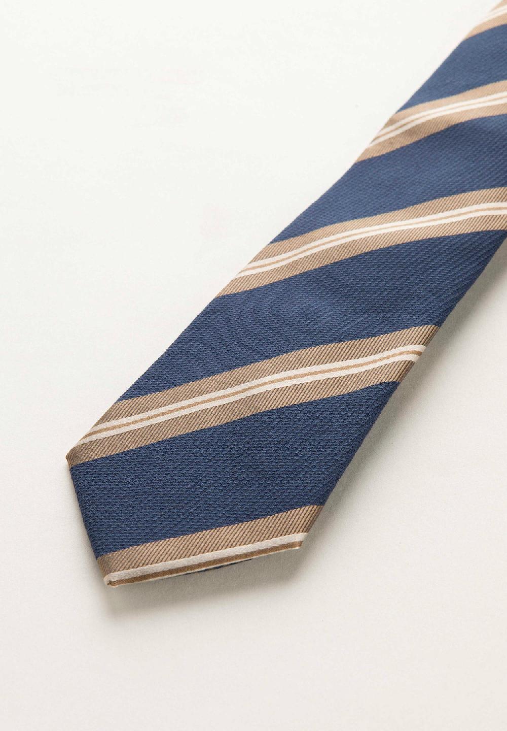 Angelico Cravatta blu nocciola regimental seta cotone I Più Venduti