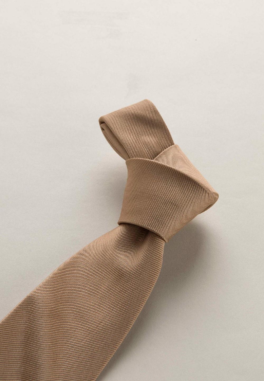 Angelico Cravatta beige seta unita In Saldo