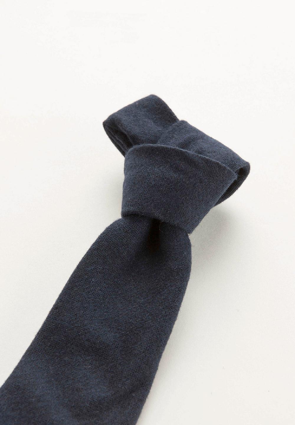 Angelico Cravatta blu navy effetto lana unita Italy