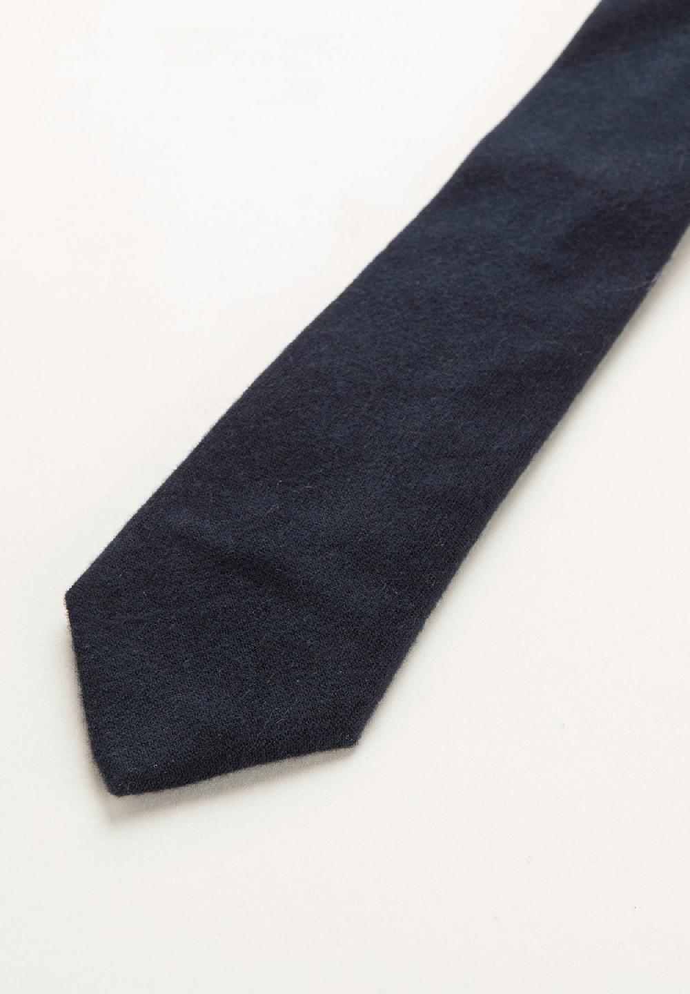Angelico Cravatta blu navy effetto lana unita Italy