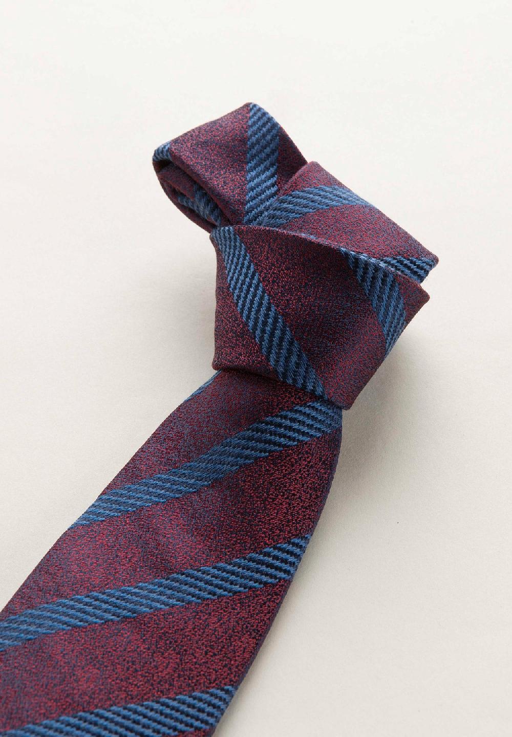 Angelico Cravatta blu bordeaux regimental effetto lana Nuovo