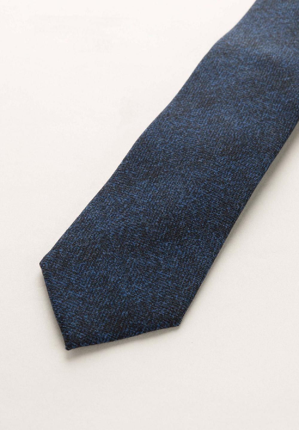 Angelico Cravatta blu scura melange lana Qualità