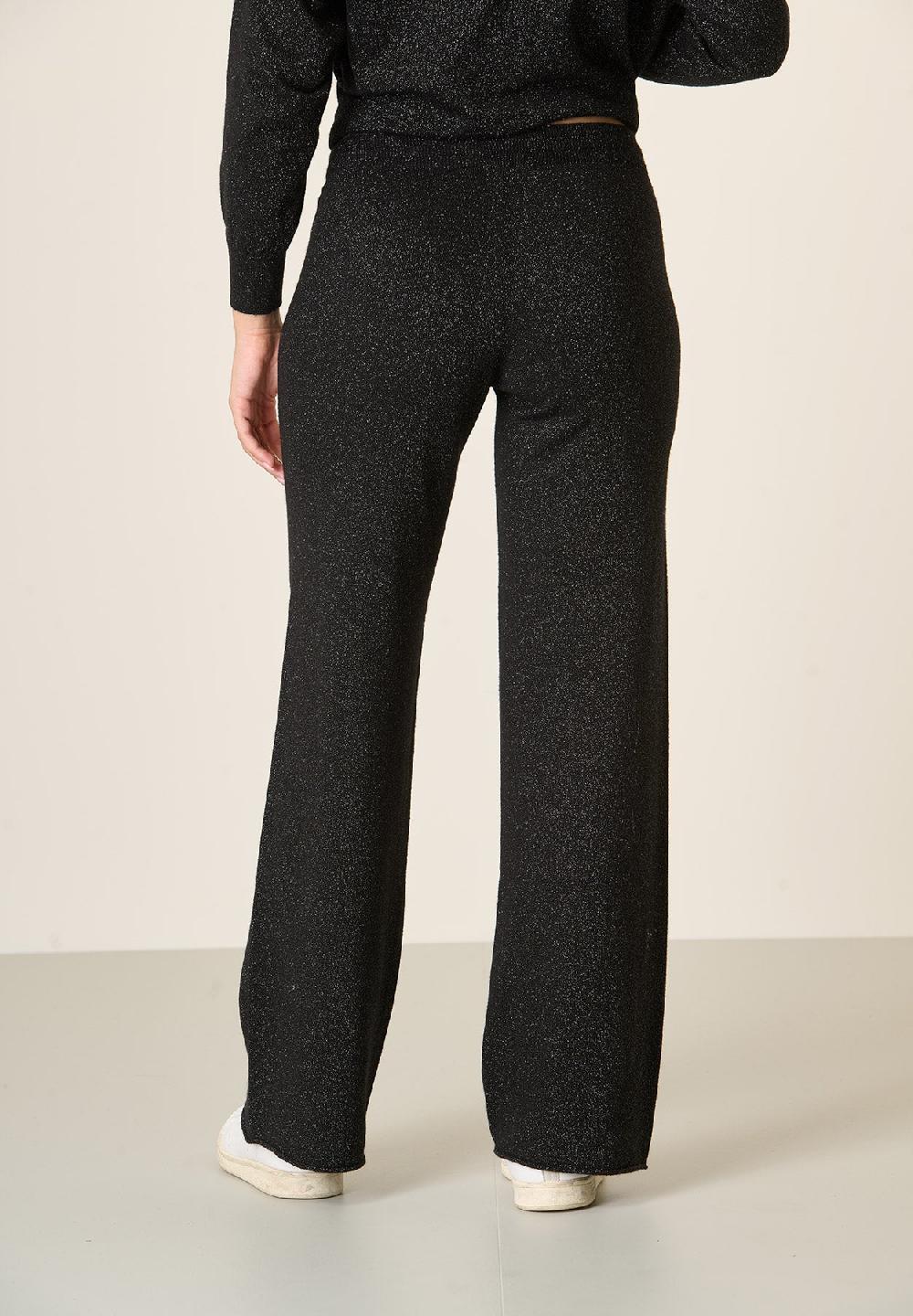 Angelico Pantalone nero lurex in maglia con coulisse Spedizione Gratuita