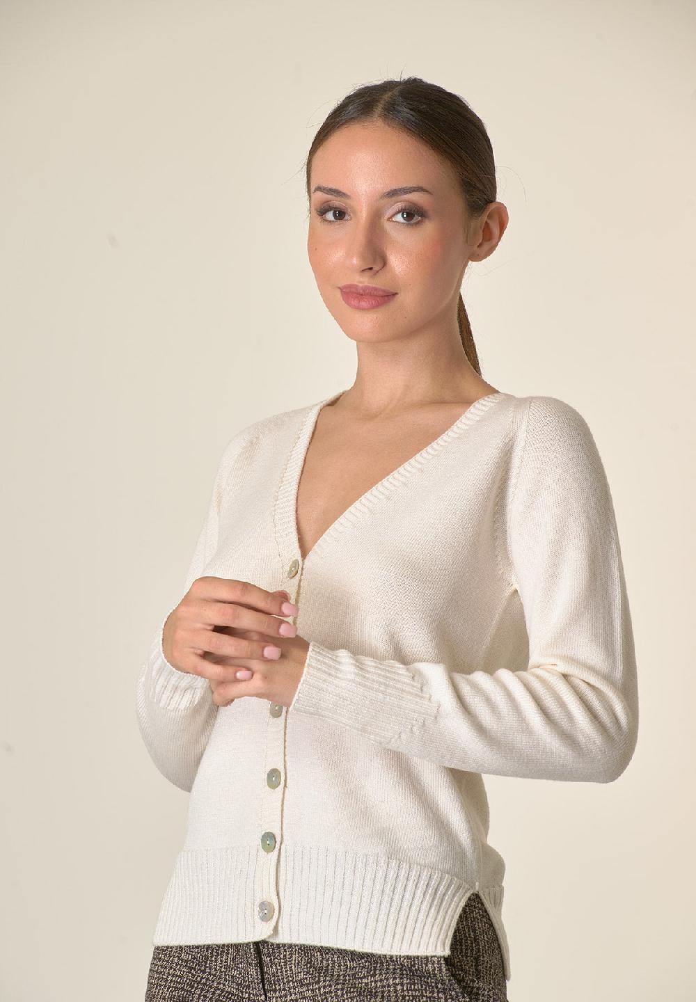 Angelico Cardigan ecrù lana merinos manica raglan Cyber Monday