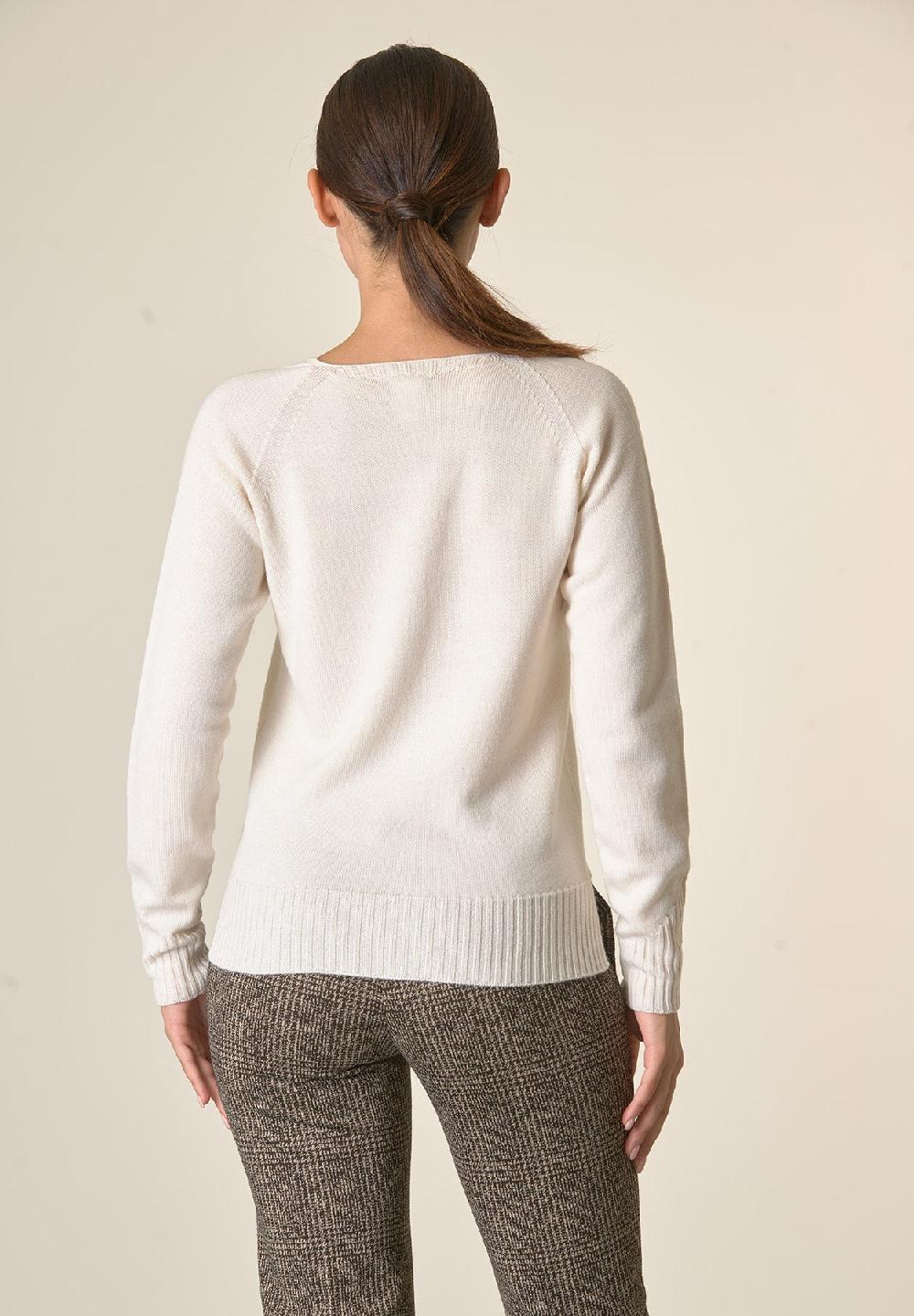 Angelico Cardigan ecrù lana merinos manica raglan Cyber Monday