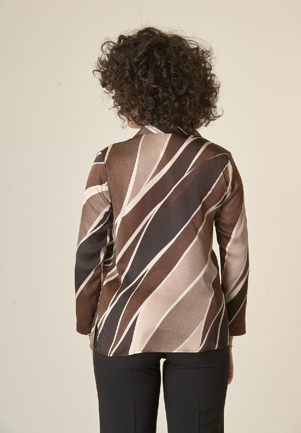Angelico Camicia marrone fantasia panna scollo V Outlet