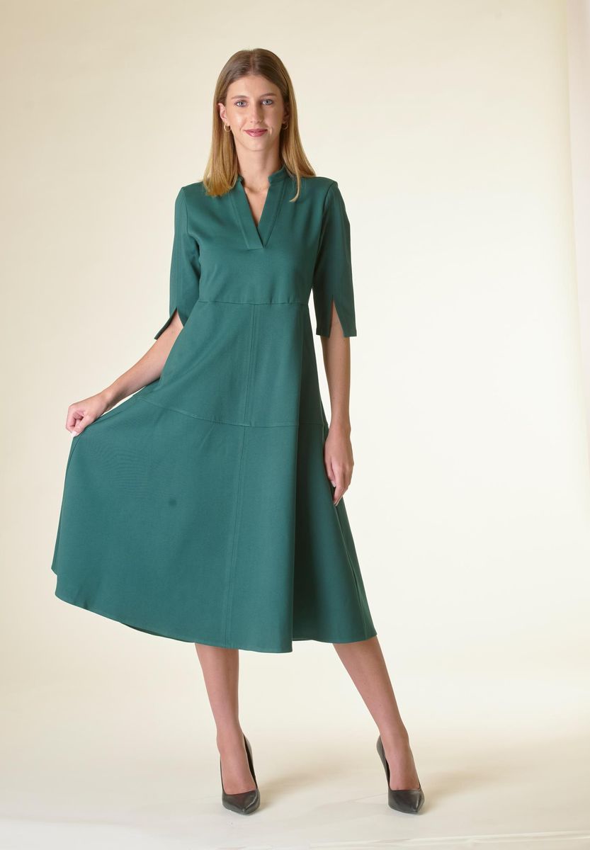Angelico Vestito verde v midi svasato con cintura Offerte