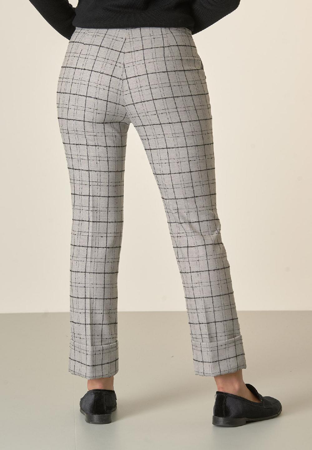 Angelico Pantalone grigio chiaro fantasia quadri risvolto Hotsell